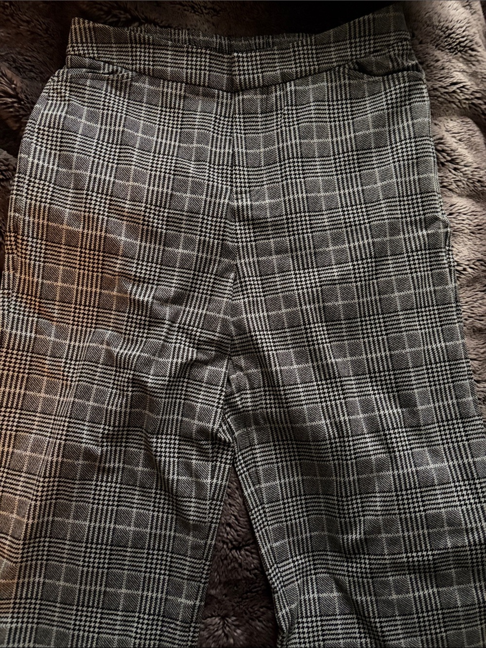 Blue Sky Black & White Glen Plaid Boot-Cut Pants